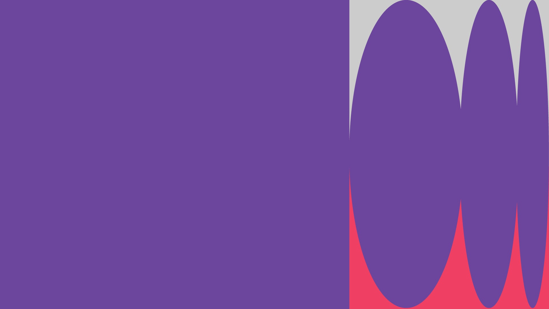 A graphic with a purple background and four large purple circles aligned horizontally on the right, overlapping a red area at the bottom edge of the circles. The top left corner is plain purple.