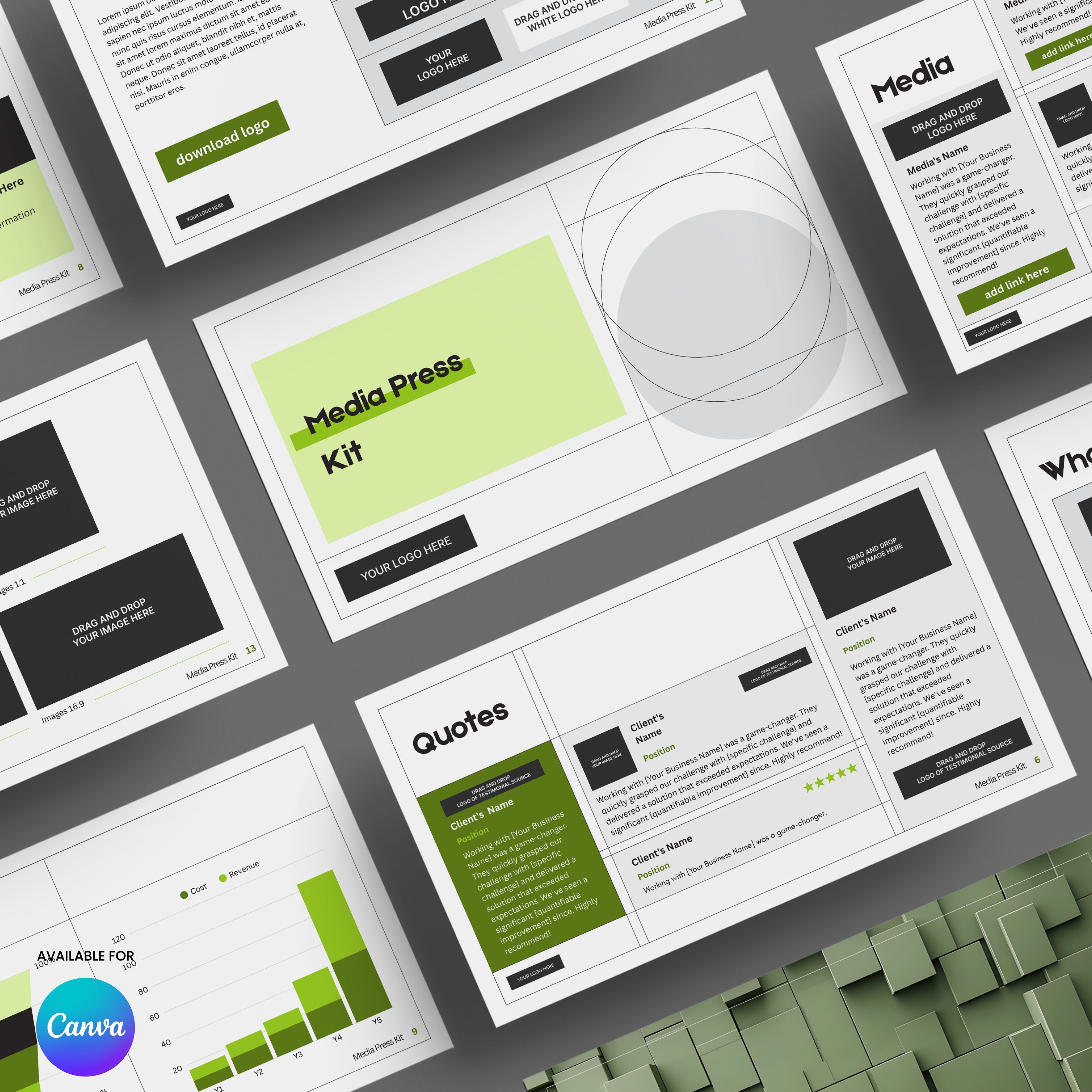 Green Media Press Kit Template for Canva – Forma 20 Collection