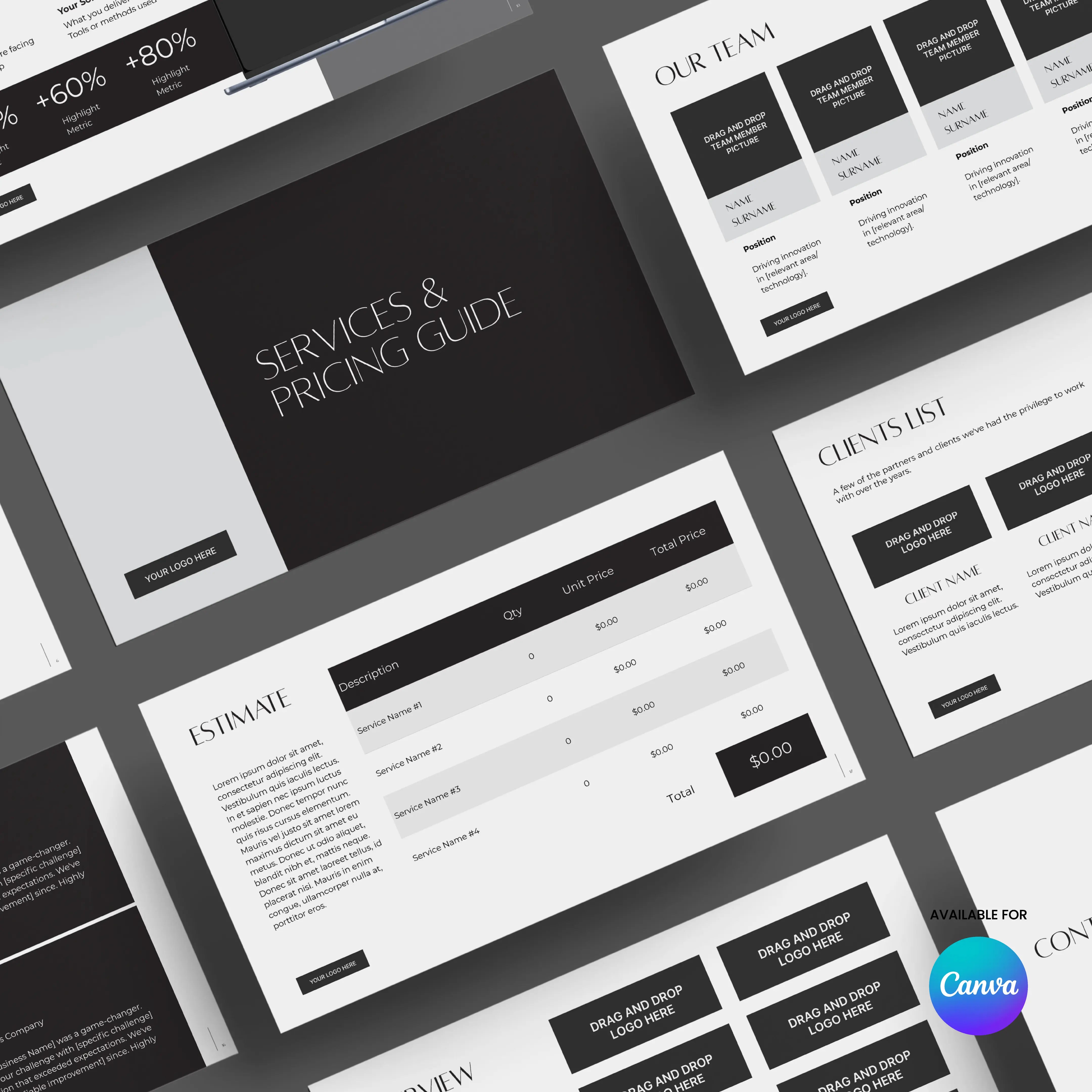 Proposal Deck Template for Canva – Forma 60 Collection | Editable Services & Pricing Presentation for Consultants and Creatives