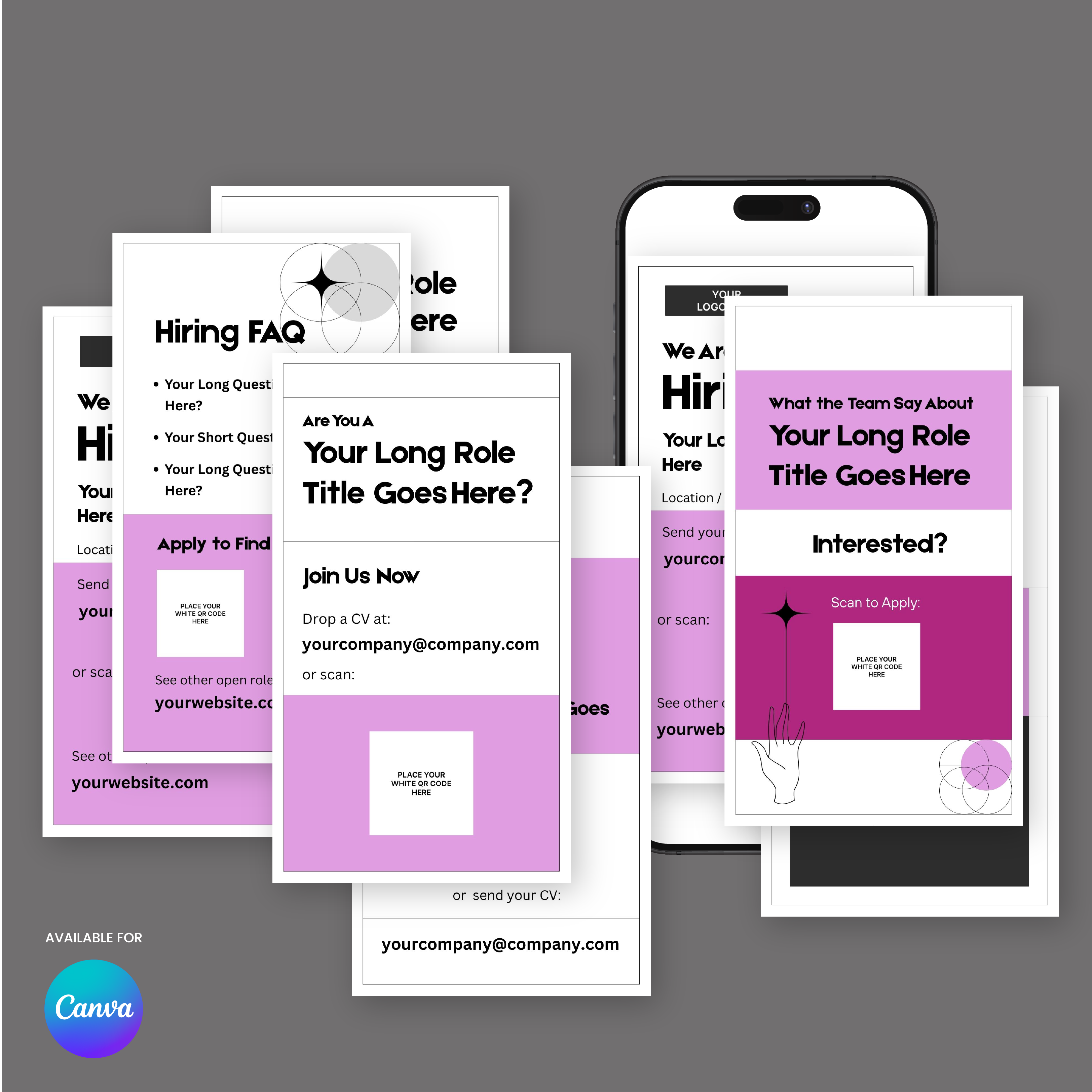 Pink Hiring Social Media Story Templates for Canva - Forma 20 Collection