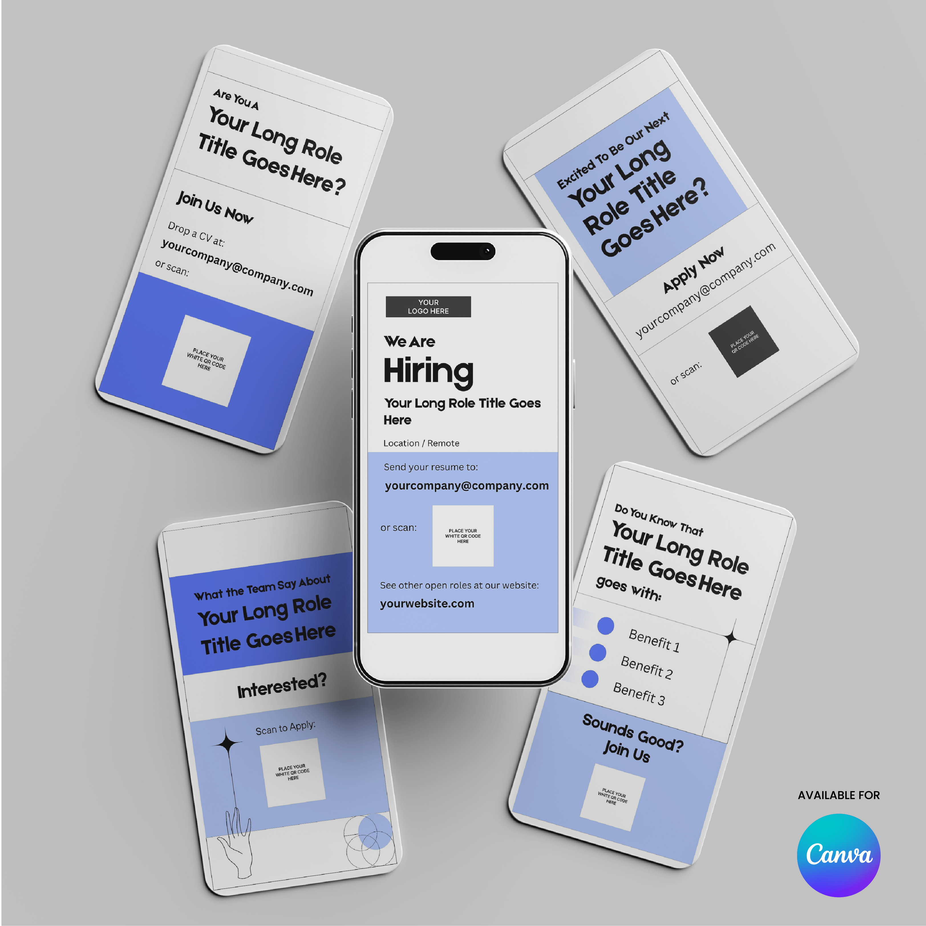 Blue Hiring Social Media Story Templates for Canva – Forma 20 Collection