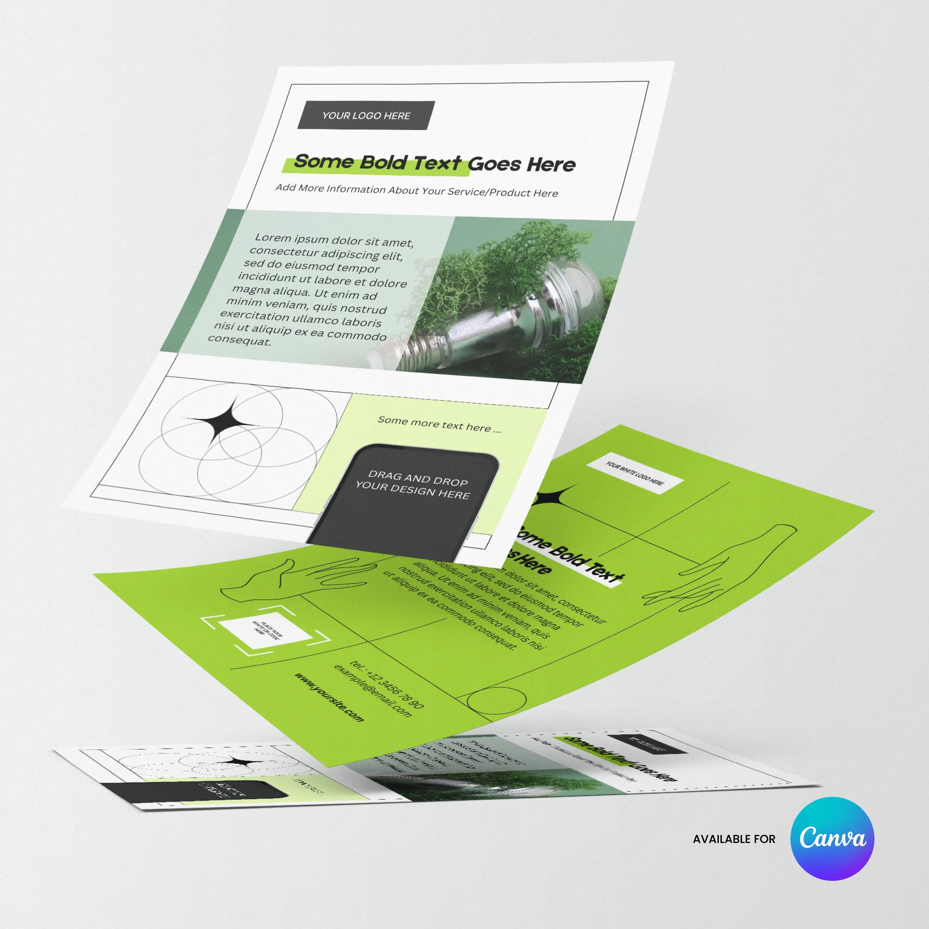 Green Flyer Template for Canva – Forma 20 Collection | Bold & Editable Layout for Eco Brands, Events & Creative Services