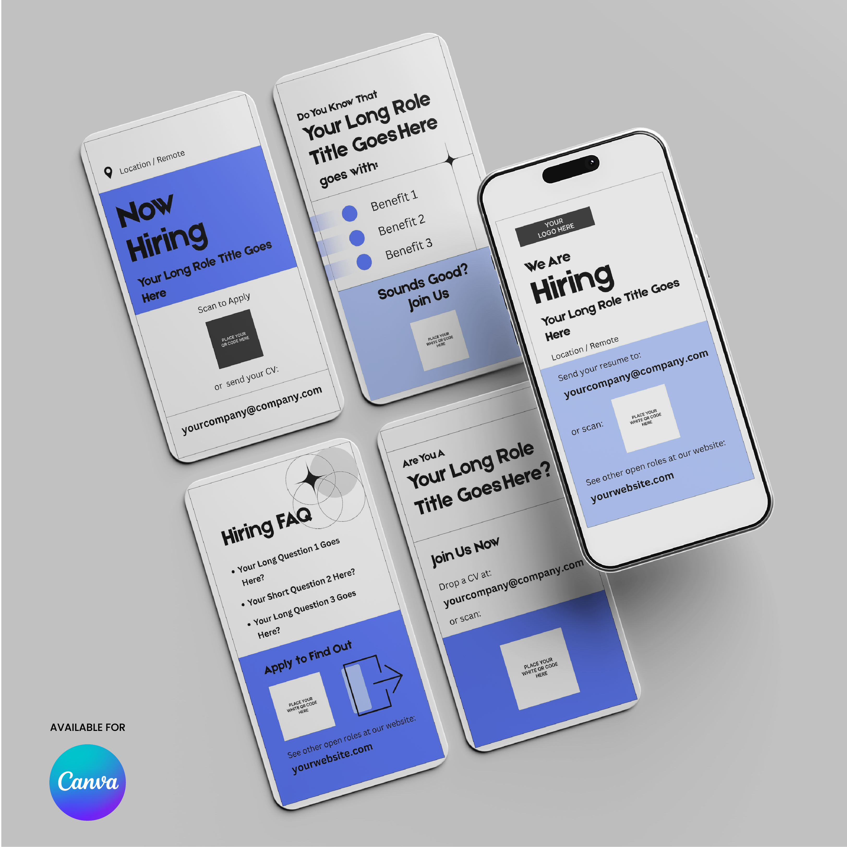 Blue Hiring Social Media Story Templates for Canva – Forma 20 Collection