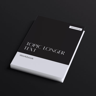 An Editable Workbook Template from the Forma 60 Collection by More By Us | The Brand Store features a black and white cover titled "TOPIC LONGER TEXT Workbook"—ideal as a Canva lead magnet for learning, planning, and content creation.