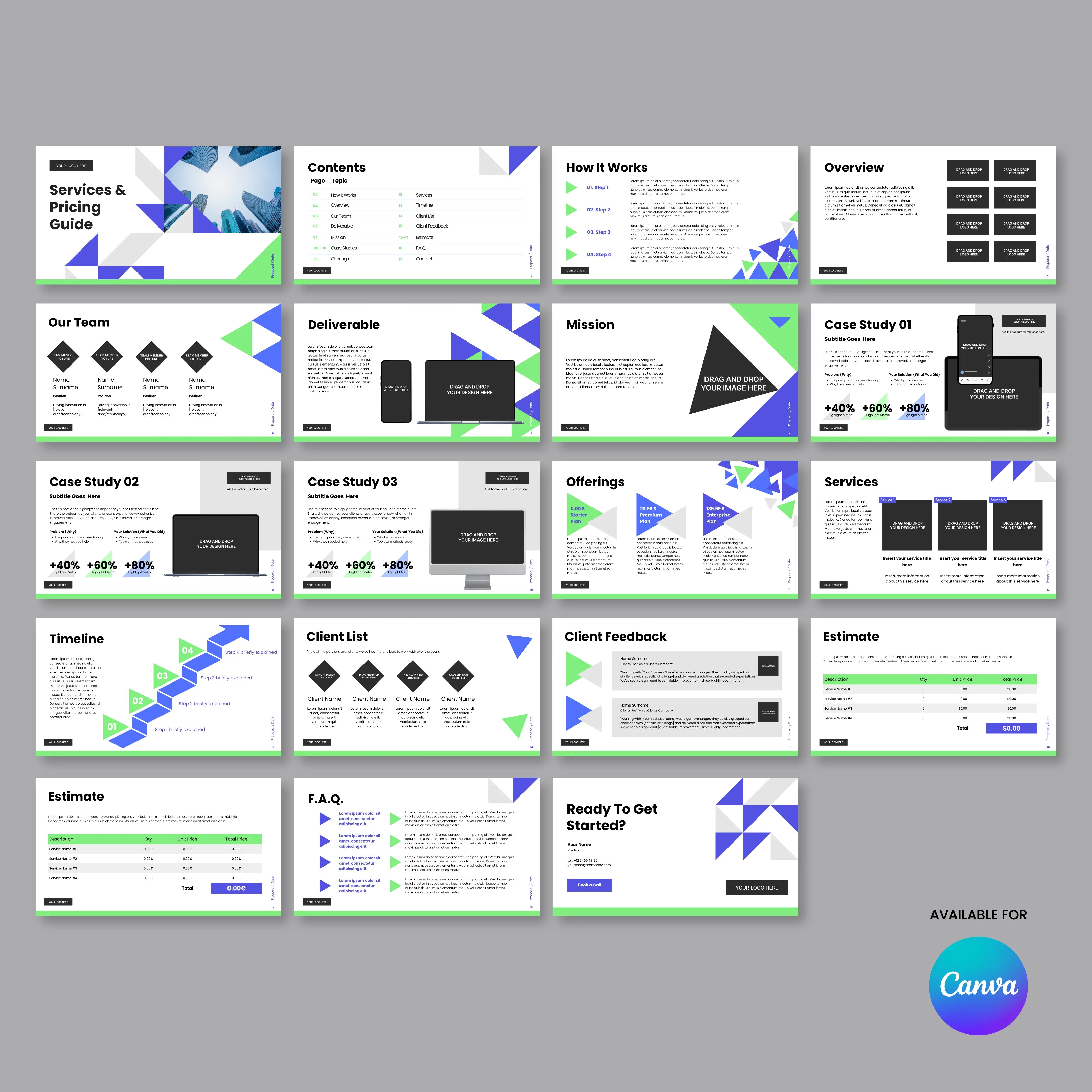 Proposal Deck Template for Canva – Forma 40 Collection | Editable B2B Services & Pricing Presentation