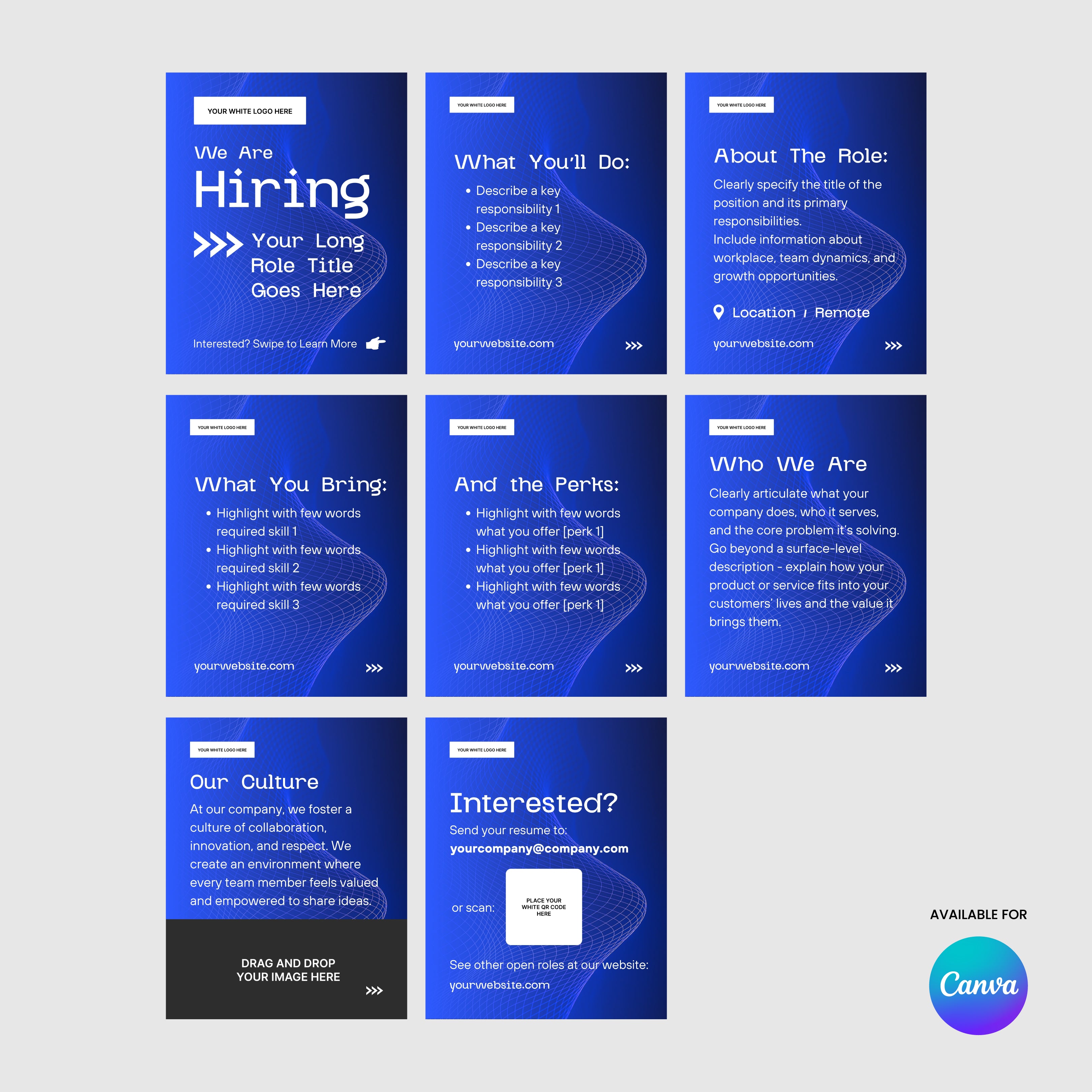 Social Media Hiring Carousel Templates for Canva – Forma 30 Collection