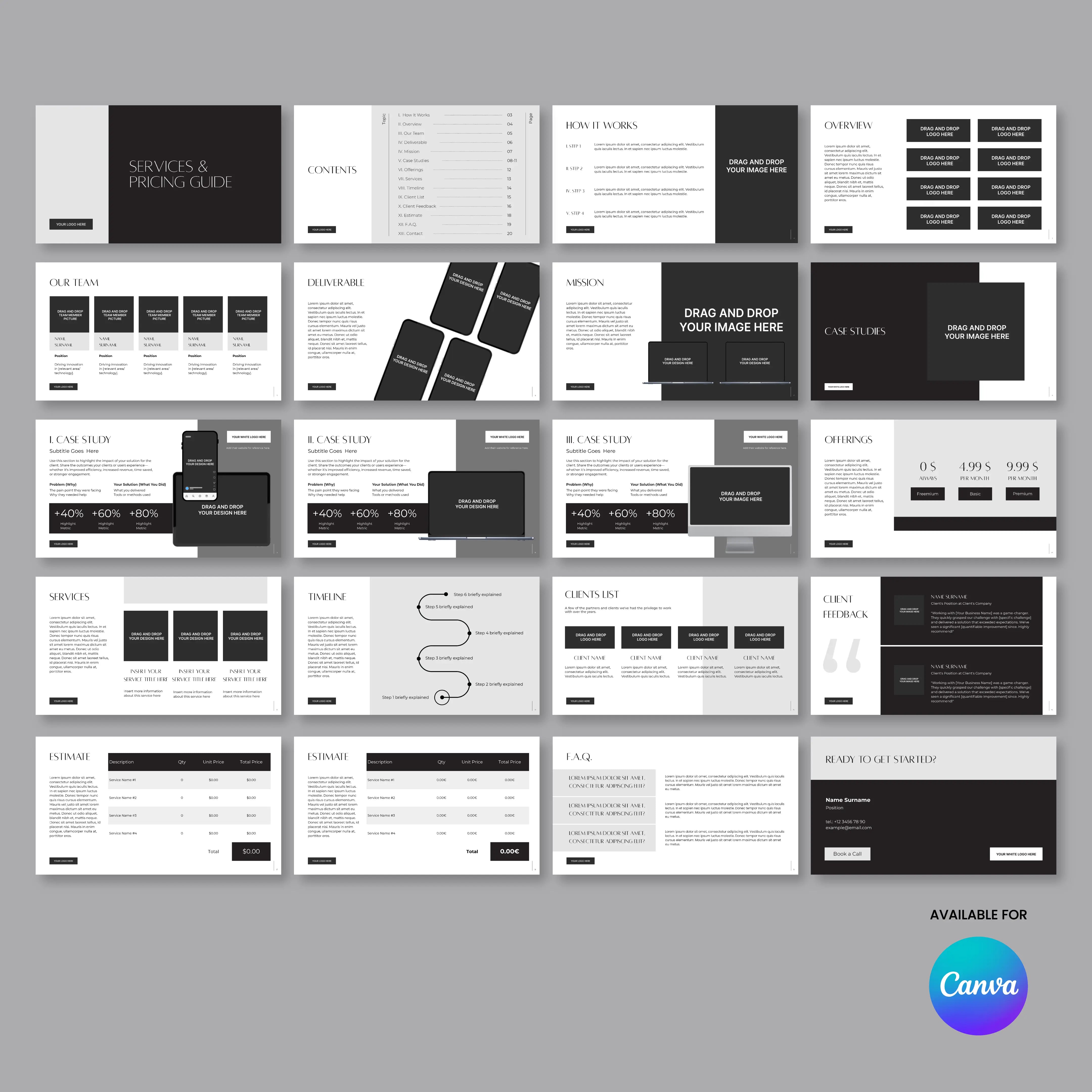 Proposal Deck Template for Canva – Forma 60 Collection | Editable Services & Pricing Presentation for Consultants and Creatives