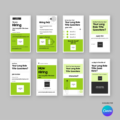 Green Hiring Social Media Story Templates for Canva - Forma 20 Collection