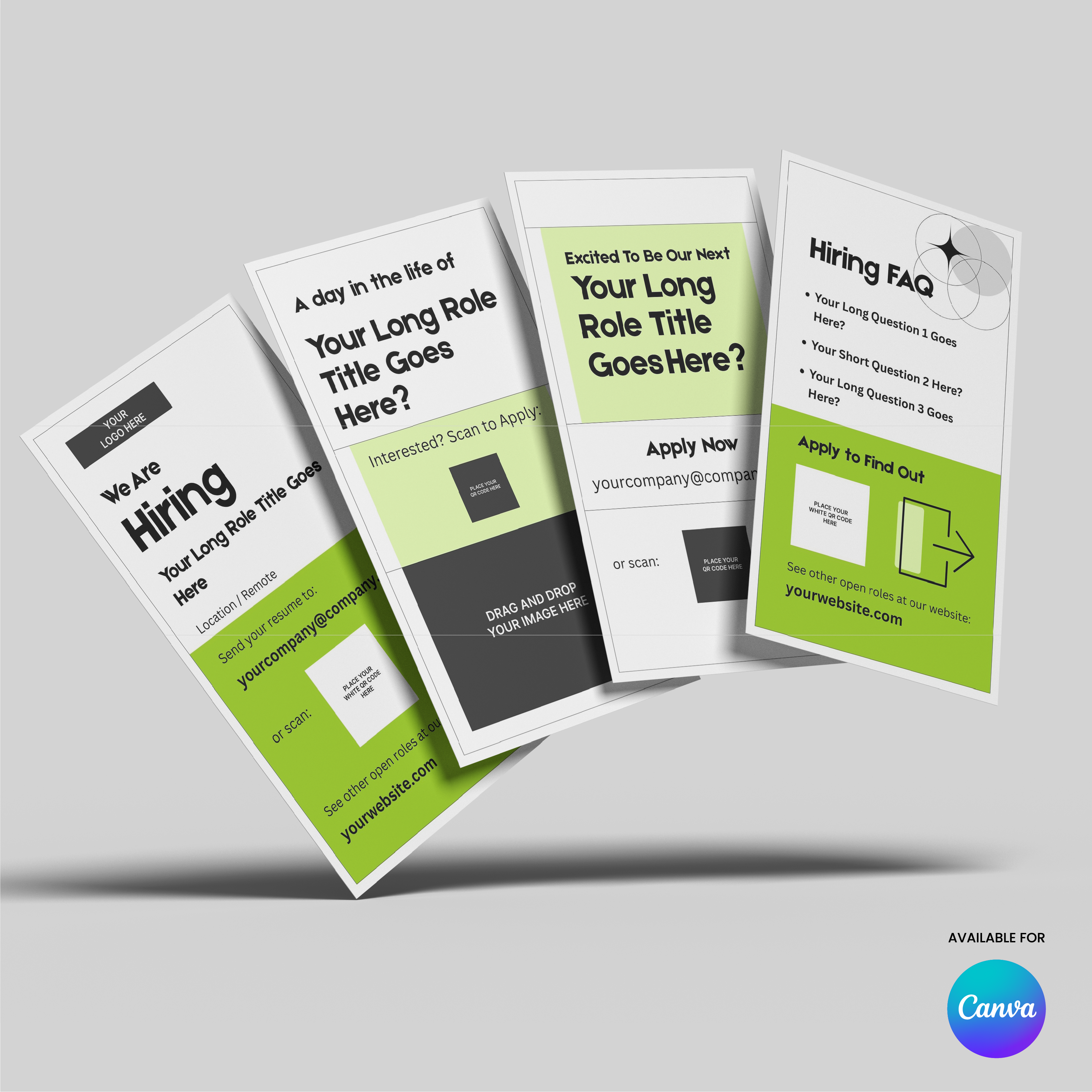 Green Hiring Social Media Story Templates for Canva - Forma 20 Collection