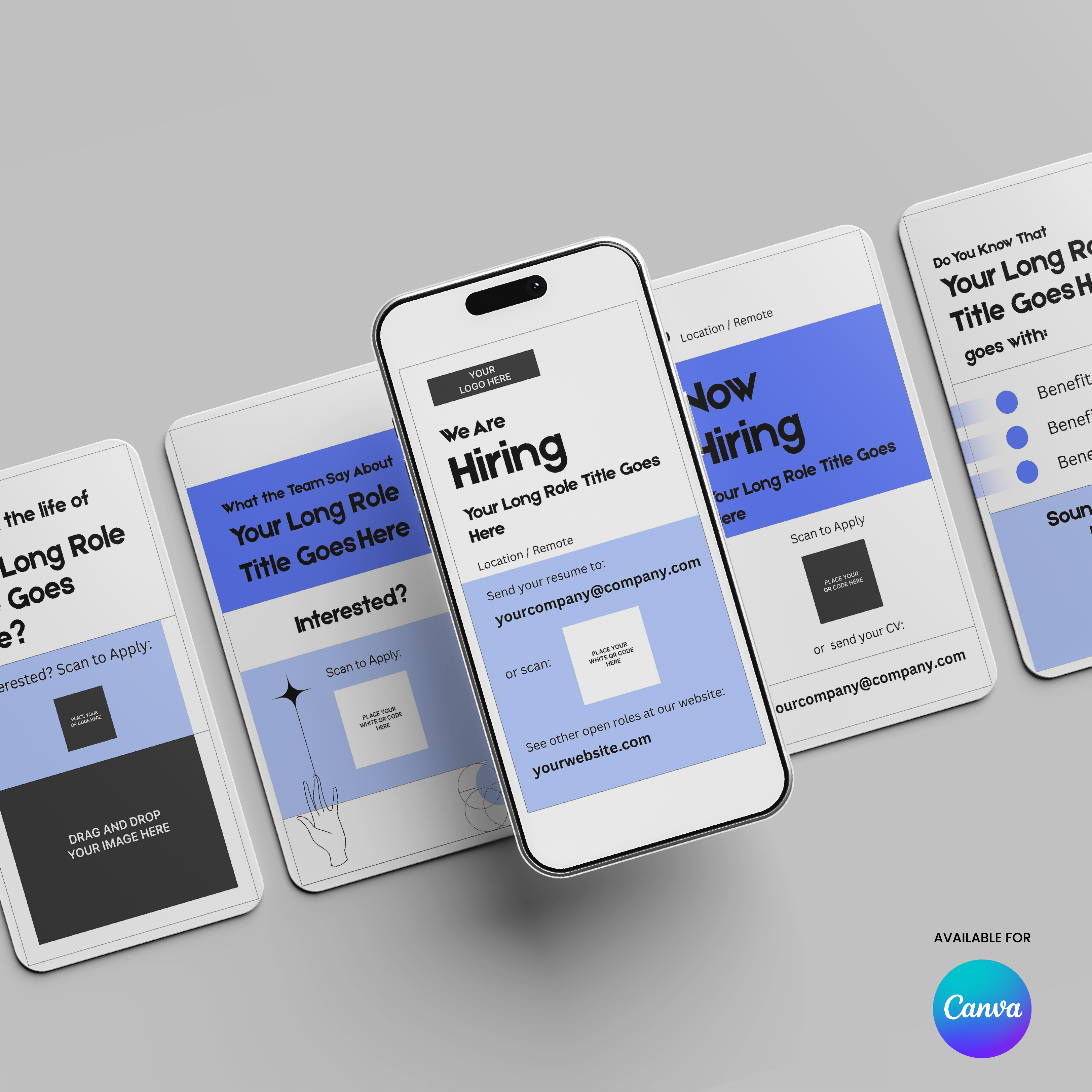 Blue Hiring Social Media Story Templates for Canva – Forma 20 Collection