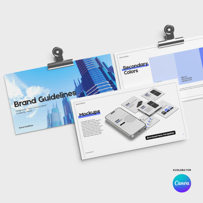 The "Modern Brand Identity Template - Forma 20" by More By Us | The Brand Store includes three Canva brand guidelines docs featuring cityscapes, color palettes, and device mockups—perfect for SaaS startup branding. An "Available for Canva" badge is shown bottom right.