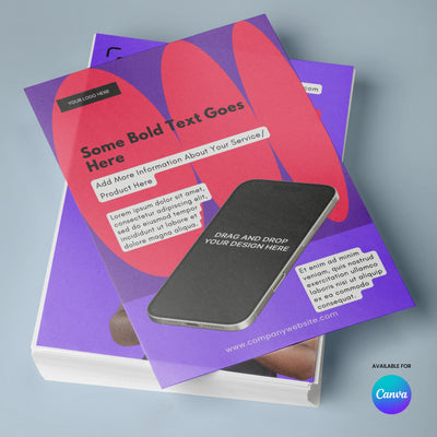 Promote your app with the Forma 10 Flyer Template for Canva by More By Us | The Brand Store—featuring a bold purple and pink smartphone design, editable text, and headline. Includes a blue Canva logo in the bottom right corner.