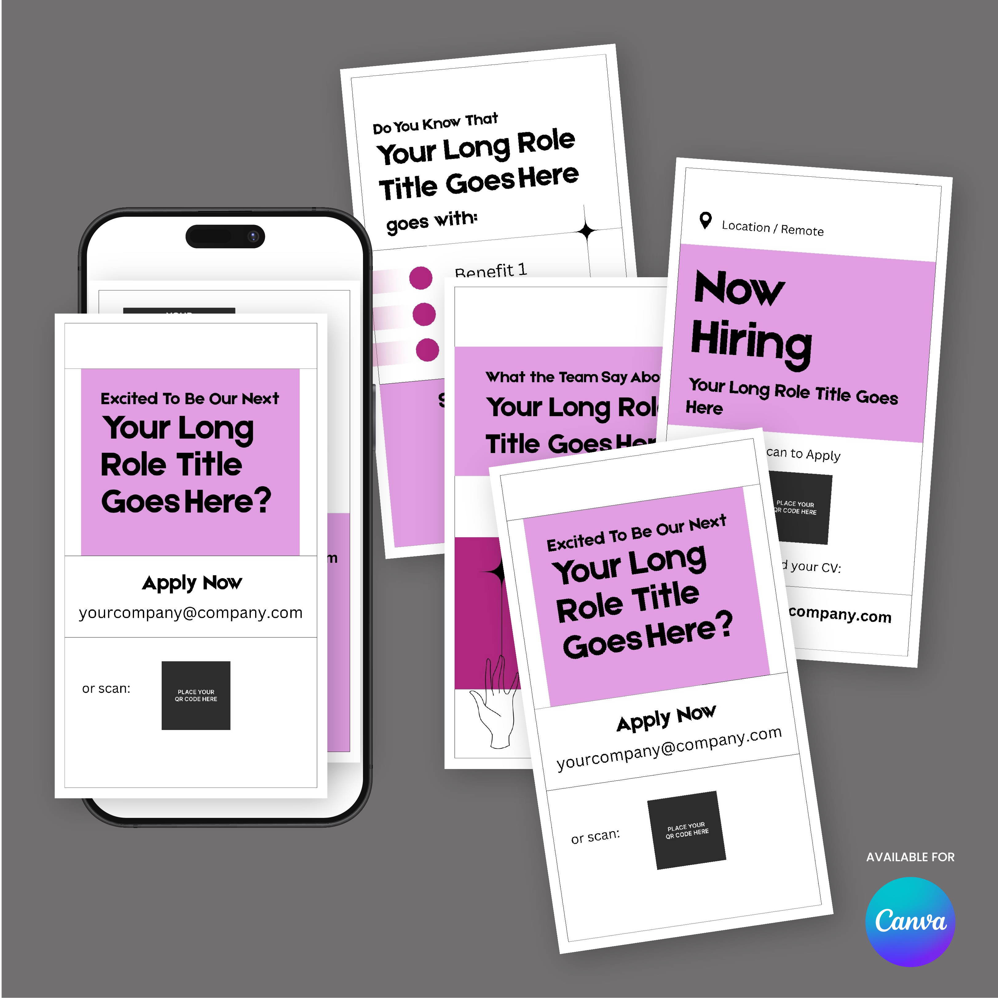 Pink Hiring Social Media Story Templates for Canva - Forma 20 Collection