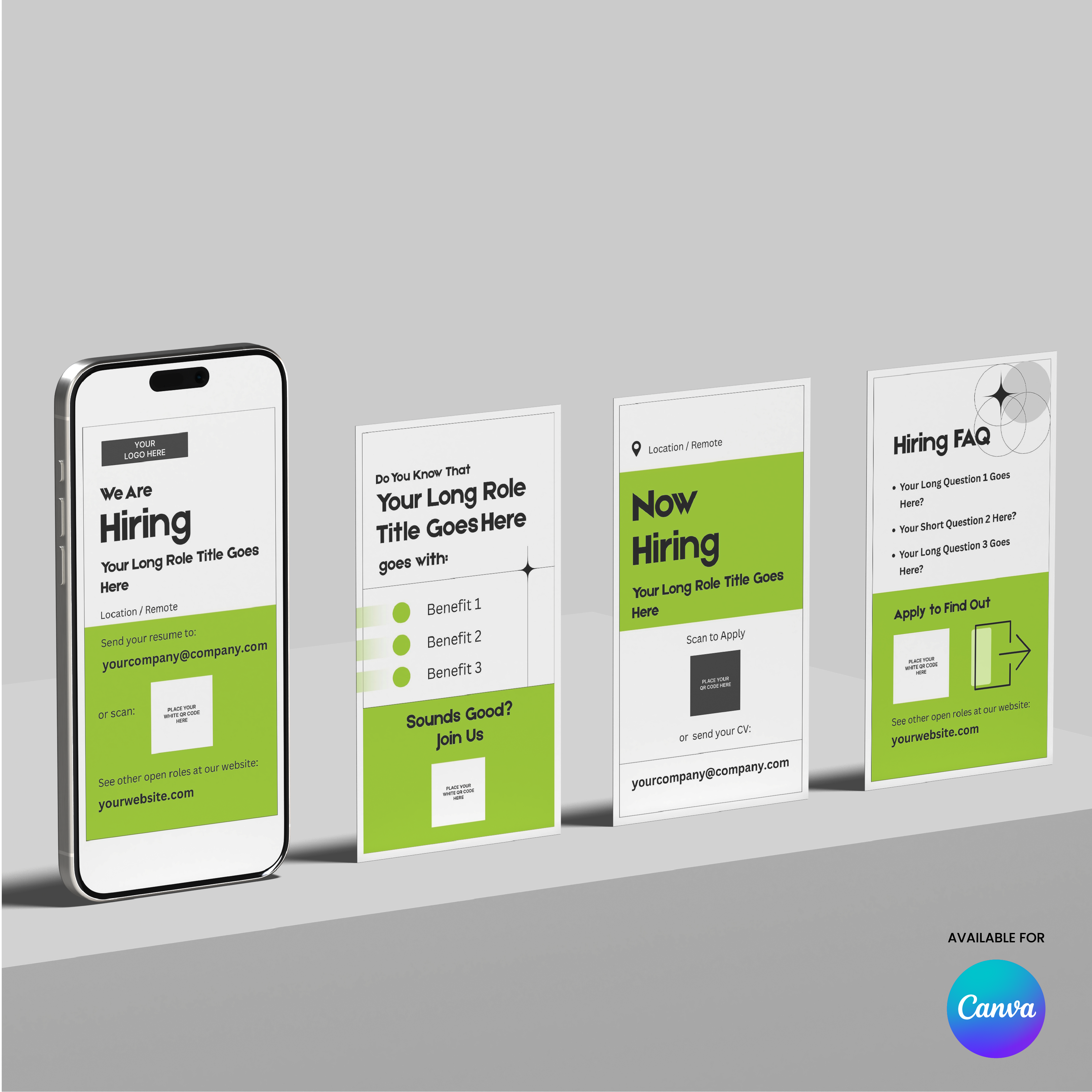 Green Hiring Social Media Story Templates for Canva - Forma 20 Collection