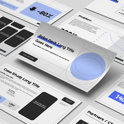 Multiple minimalist slides from The Brand Store by More By Us’s Sales Deck Template for Canva – Forma 20 Collection showcase editable text, charts, and graphics in black, white, and blue—perfect for B2B product demos and client pitches.