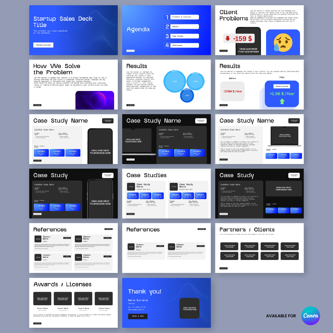 Startup Sales Deck Template for Canva - Forma 30 Collection | Editable Pitch Presentation for Investors & Clients