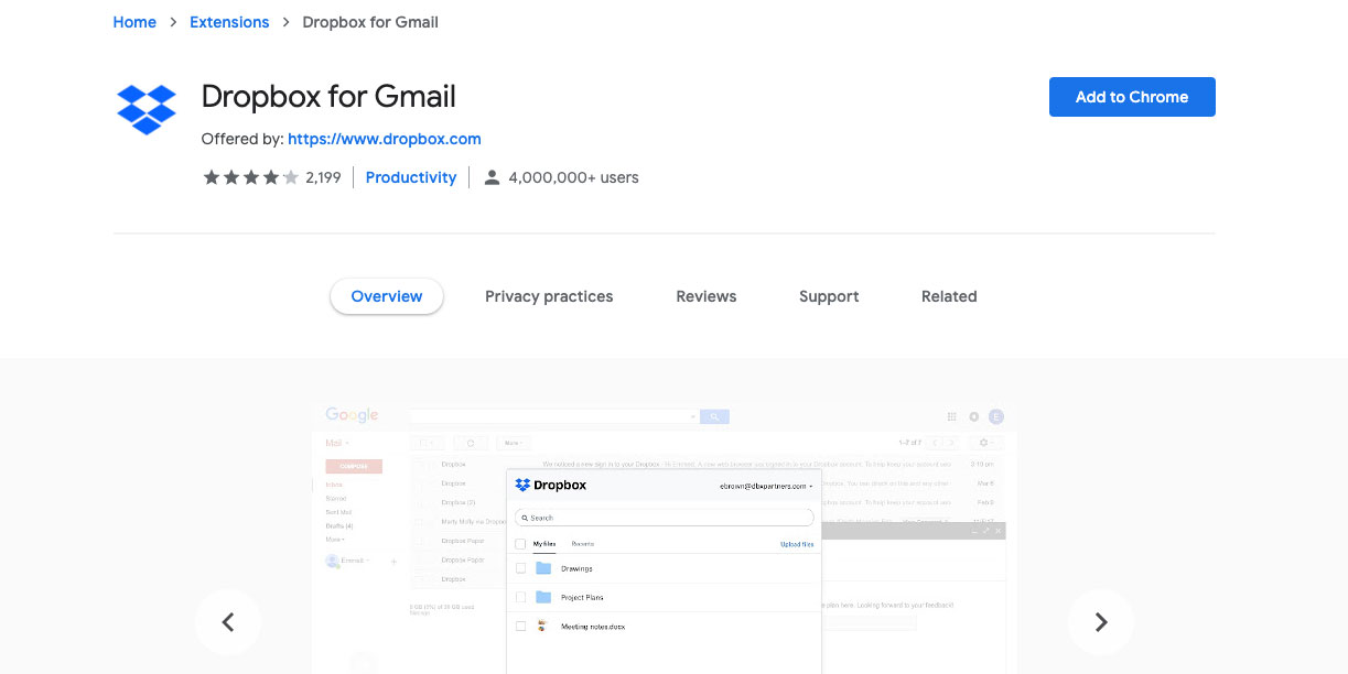 Dropbox for Gmail - Chrome extension